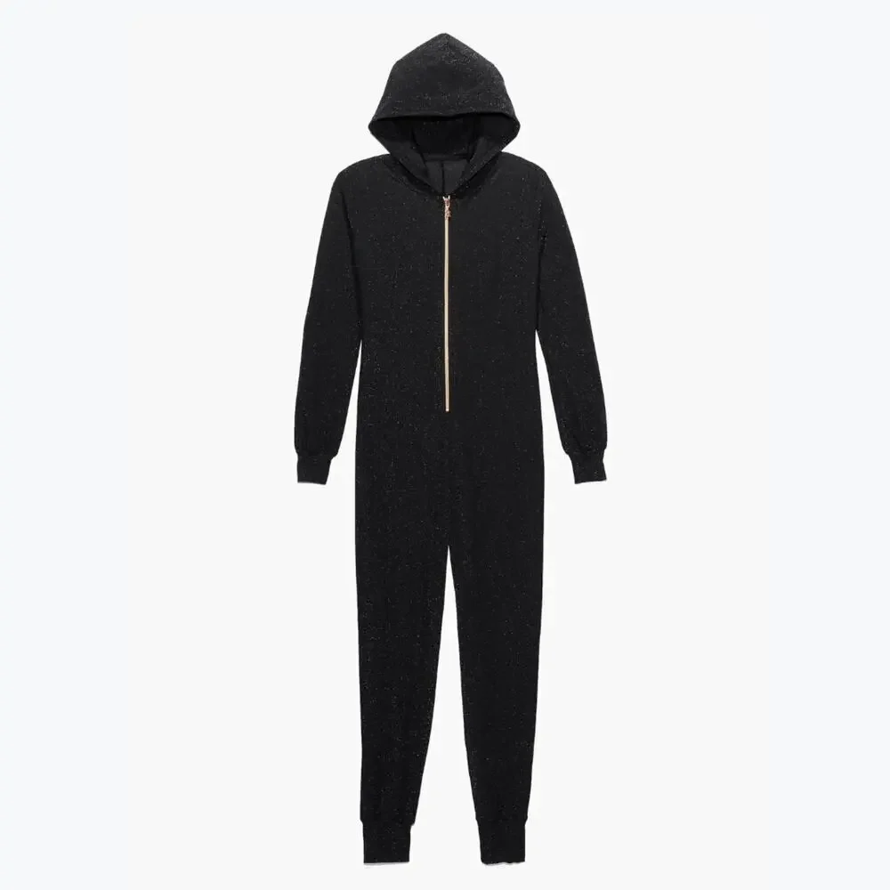 Savage X Fenty 3X Sleep & Shine Jumpsuit | Hooded Gold Zip Black Caviar Sold Out - Picture 2 of 11